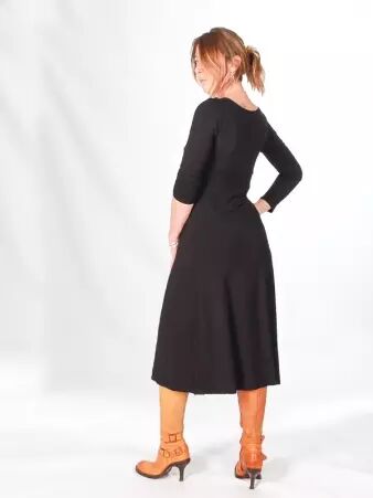 Robe Louie longueur midi Noir robe f�minine �l�gante