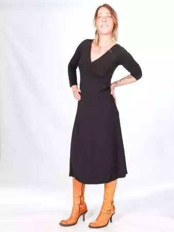 Robe Louie longueur midi Noir robe f�minine �l�gante