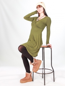 Robe Louie Kaki fonce robe boh&egrave;me naturelle