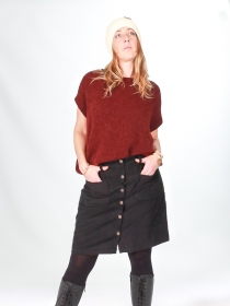 Pull alpaga col rond manches courtes prune pull chaud &agrave; la teinte raffin&eacute;e