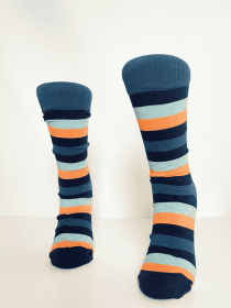 Chaussettes coton Orange stripes article mode au design soign&eacute;