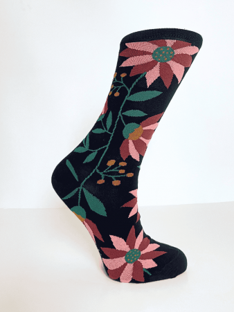 Chaussettes coton Fleurs d'hiver accessoire textile au look moderne