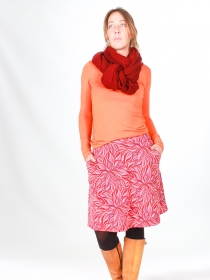 Jupe Chapie Coton bio rose cr&eacute;ation en maille/textile &agrave; l'identit&eacute; marqu&eacute;e et au rendu soign&eacute; au toucher doux