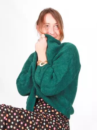 Gilet alpaga 6 boutons vert foret v�tement f�minin au style naturel