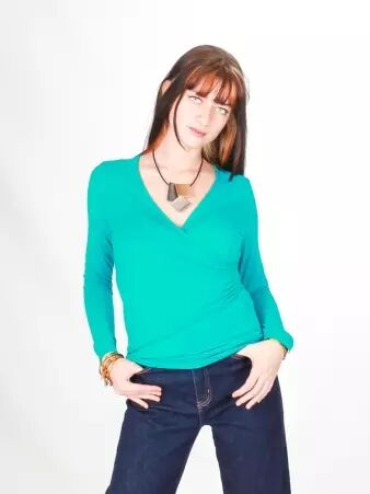 Top cache coeur bleu turquoise top fluide turquoise esprit estival