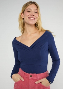 Longsleeve Lovebirds Kiss blue marina t-shirt manches longues Lovebirds bleu marina au motif po&eacute;tique