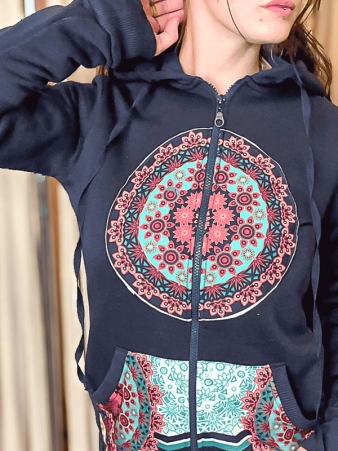 Veste Patch Mandala Bleu veste patchwork mandala bleu originale