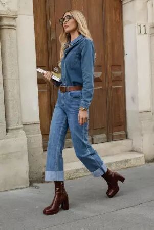 Jeans Loane a revers denim stone