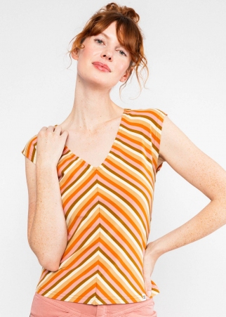 Vintage V-Neck blushing sunbeams stripes