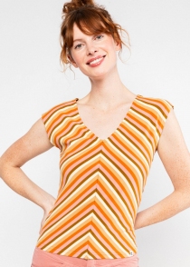Vintage V-Neck blushing sunbeams stripes
