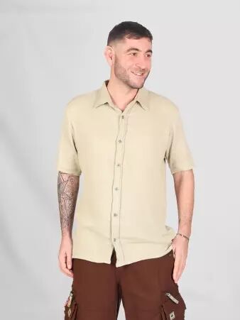 Chemise gaze manches courtes Beige article mode au design soign�