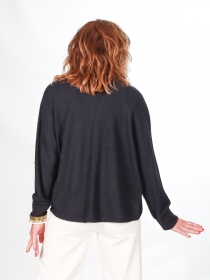 Cardigan maille ajour&eacute;e noir