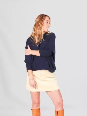 Sweat asymetrique touch� cachemire Navy
