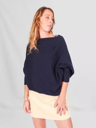 Sweat asymetrique touch� cachemire Navy