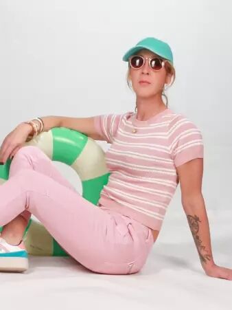 Crop top marini�re rose