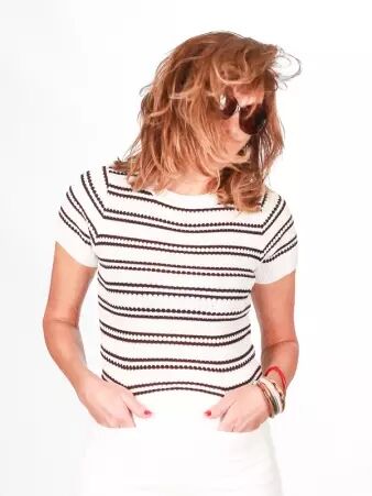 Crop top marini�re blanc