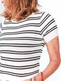 Crop top marini&egrave;re blanc