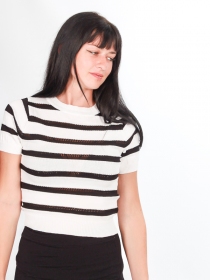 Crop top marini&egrave;re stripes noir