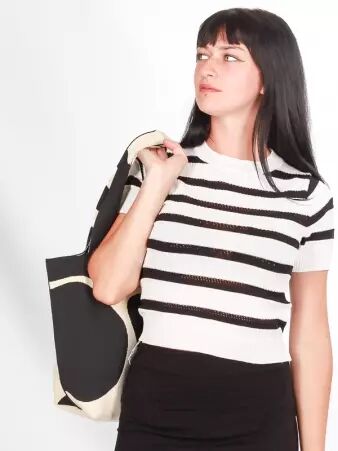 Crop top marini�re stripes noir