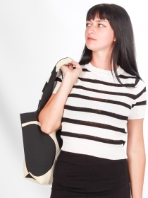 Crop top marini&egrave;re stripes noir