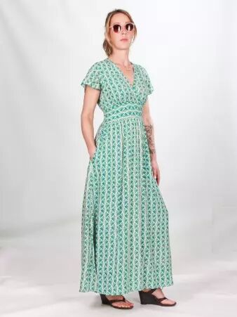 Robe Artemis Green pampas robe fluide et naturelle
