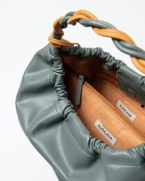 Sac hobo souple &agrave; poign&eacute;e bicolore Bleu acier