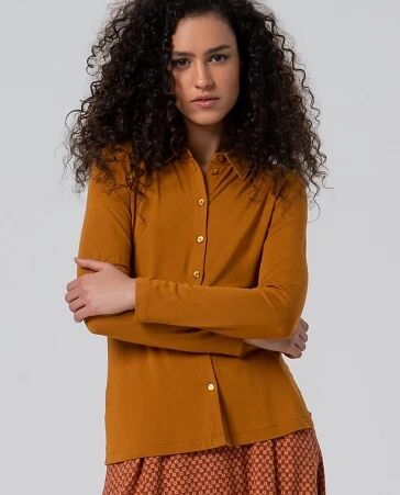 Chemise ajust�e en viscose de bambou Ocre