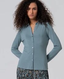 Chemise ajust&eacute;e en viscose de bambou Bleu ciel