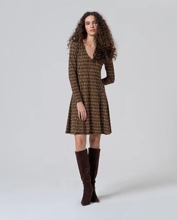 Robe courte �vas�e imprim�e Verte
