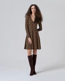 Robe courte &eacute;vas&eacute;e imprim&eacute;e Verte