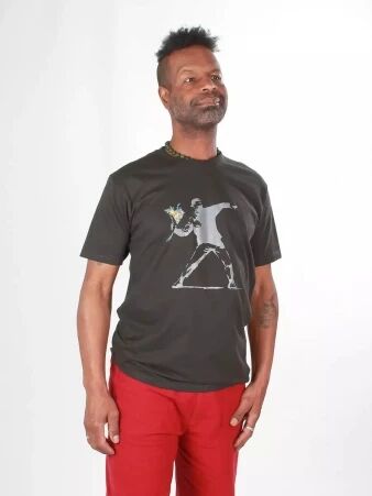 T-shirt banksy hooligan gris fonce t-shirt urbain gris fonc� esprit street