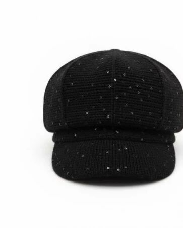 Bonnet en maille � paillettes Negro