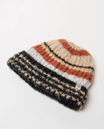 Bonnet en maille ray�e Beige