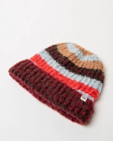 Bonnet en maille ray�e Granate