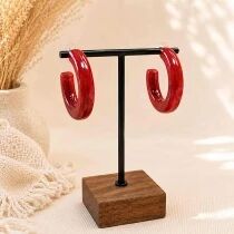 Boucles d\'oreilles acrylique 1/2 cr&eacute;oles rouges
