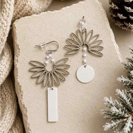 Boucles d\'oreilles pampas blanches
