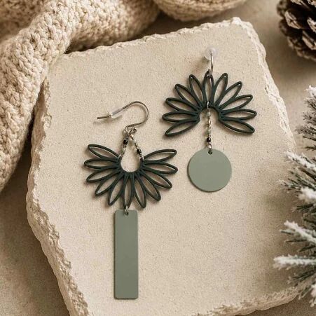Boucles d\'oreilles pampas kaki