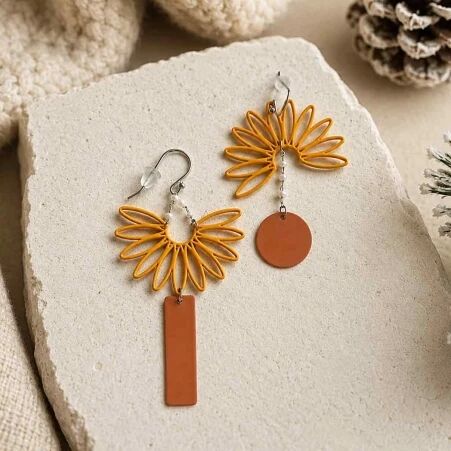 Boucles d\'oreilles pampas oranges