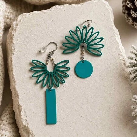 Boucles d\'oreilles pampas turquoises