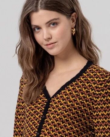 Cardigan col v textur� Negro