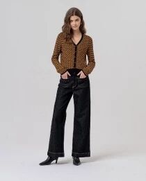 Cardigan col v textur&eacute; Negro