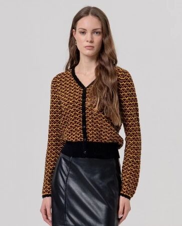 Cardigan col v textur� Negro