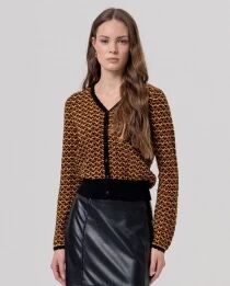 Cardigan col v textur&eacute; Negro