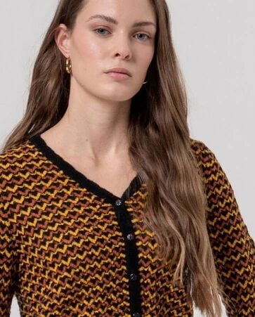 Cardigan col v textur� Negro