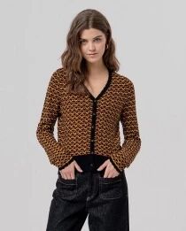 Cardigan col v textur&eacute; Negro