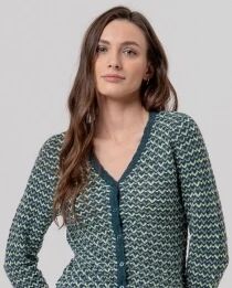 Cardigan col v textur&eacute; Verde Botella