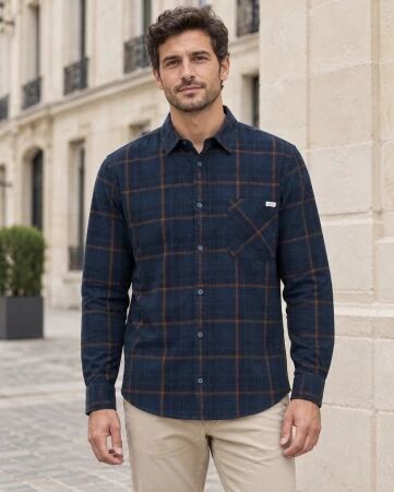 Chemise � carreaux bleu