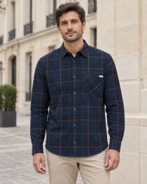 Chemise &agrave; carreaux bleu