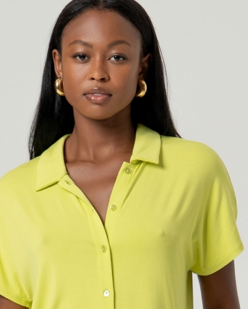 Chemise � manches courtes vert acide
