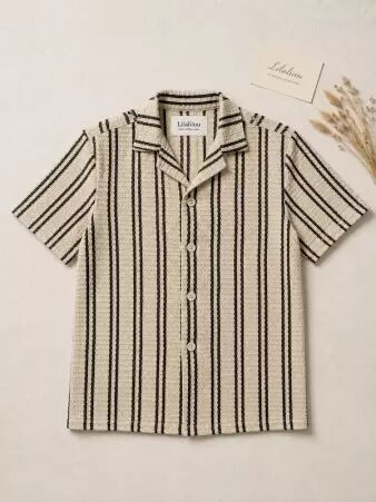 Chemise crochet Rayures Crochet �cru Noir